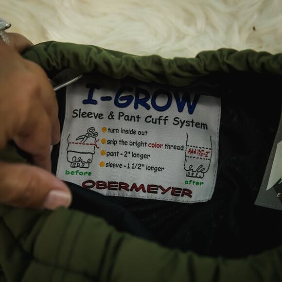 Obermeyer Size 5 Olive Army Green I Grow Pull On Drawstring Winter Snow Pants - Picture 9 of 9
